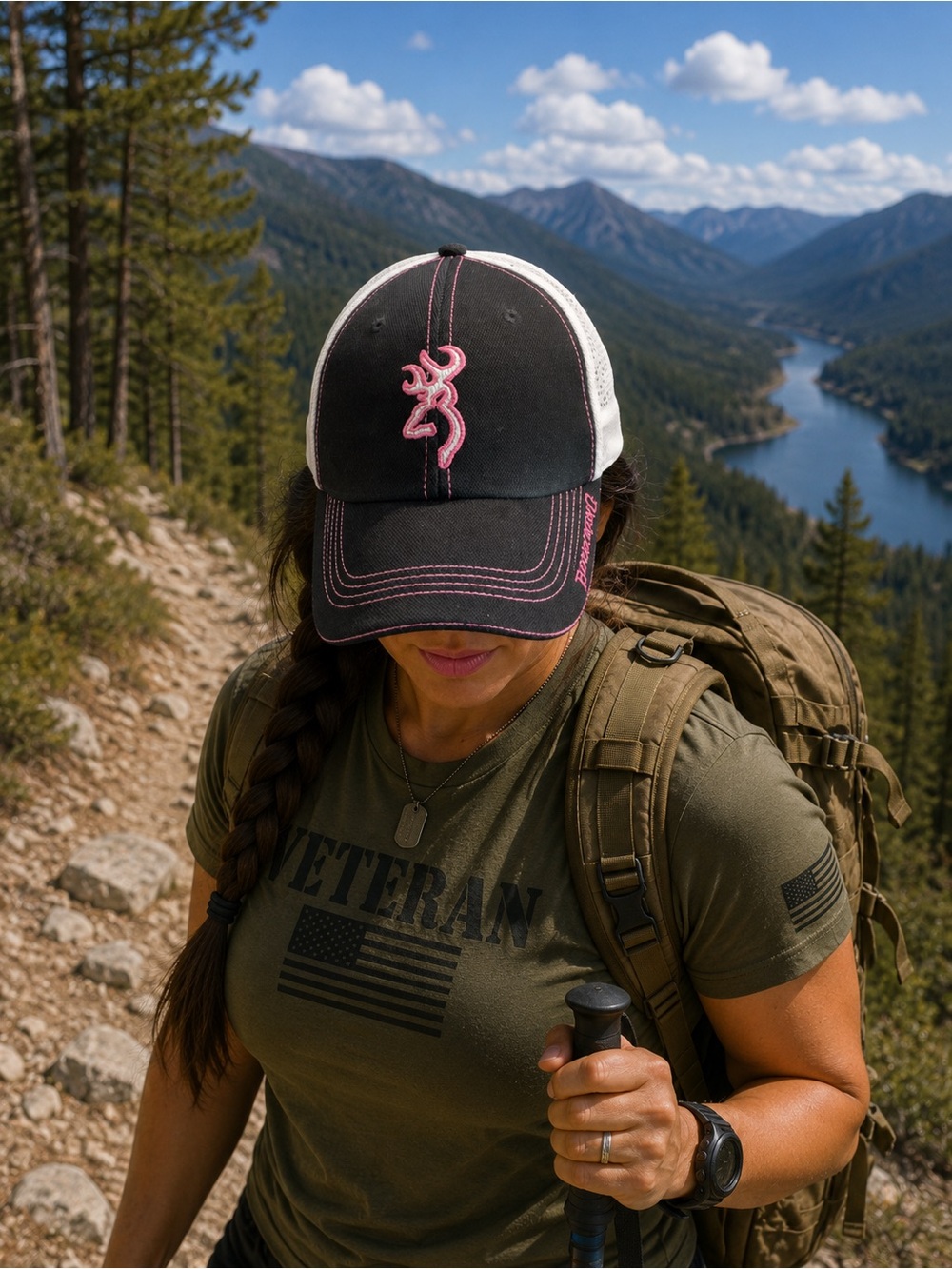 Browning Black, Pink and White Trucker Cap with Deer Logo